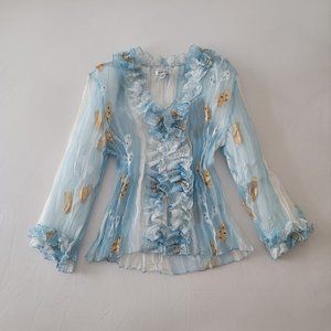 Baby Blue embelished seqin blouse